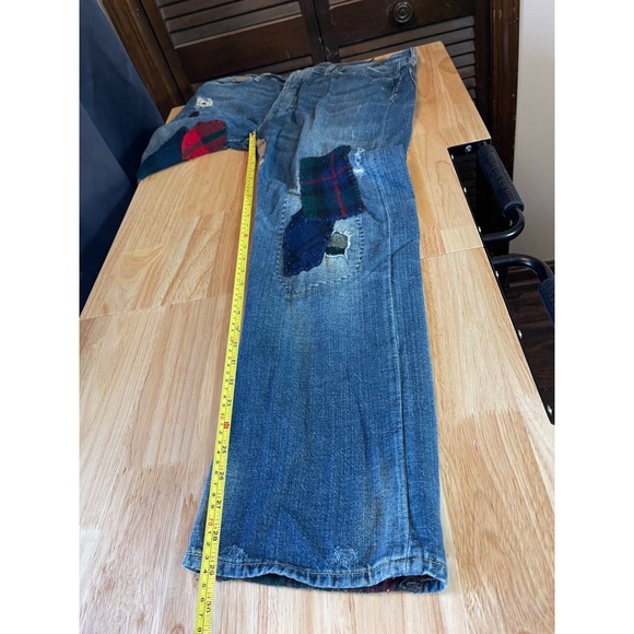 Polo Ralph Lauren Mens 35x30 Patchwork Denim Jeans Fall 2010 Distressed R66SD76 - Picture 11 of 12
